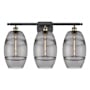 Innovations Lighting Vaz 3 Light 28" Wide Vanity Light Black Antique Brass / Light Smoke