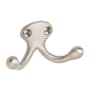 Ives Low Profile Double Cast Brass Wardrobe Hook with 1" Projection Satin Nickel
