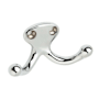 Ives Low Profile Double Cast Brass Wardrobe Hook with 1" Projection Polished Chrome