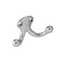 Ives Low Profile Double Cast Brass Wardrobe Hook with 1" Projection Satin Chrome