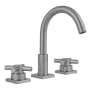 Jaclo Uptown Contempo 0.5 GPM Widespread Bathroom Faucet with Square Escutcheons and Low Contempo Cross Handles Satin Nickel