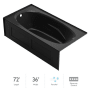 Jacuzzi Amiga 72" Pure Air Alcove Bathtub with Left Drain and Basic Controls Black