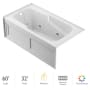 Jacuzzi 60" x 32" Cetra® Three Wall Alcove Comfort Whirlpool Bathtub with 8 Jets, Basic Controls, Heater, Chromatherapy, Left Drain and Right Pump White