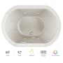 Jacuzzi Duetta 60" Whirlpool Bathtub for Drop In / Undermount Installations with Center Drain and Chromatherapy Lighting / RapidHeat Technologies - Luxury Controls Oyster / Chrome Trim