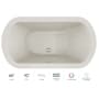 Jacuzzi 66" x 42" Duetta® Drop In Soaking Bathtub with Basic Controls, Chromatherapy and Center Drain Oyster