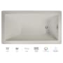 Jacuzzi Elara 72" x 36" Acrylic Soaking Bathtub for Drop In Installations with Reversible Drain and Chromatherapy Lighting Oyster