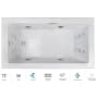 Jacuzzi Elara 72" Drop-In Spa Combination Bathtub with Left Drain, Whisper+ Technology™, and Illumatherapy White / Chrome Trim