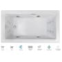 Jacuzzi Elara 72" Drop-In Spa Combination Bathtub with Left Drain, Whisper+ Technology™, and Illumatherapy White / White Trim