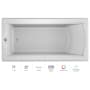 Jacuzzi 72" x 36" Fuzion Drop In Soaking Bathtub with Basic Controls, Chromatherapy and Universal Drain - Integrated Drain Assembly Included White