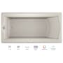 Jacuzzi 72" x 36" Fuzion Drop In Soaking Bathtub with Basic Controls, Chromatherapy and Universal Drain - Integrated Drain Assembly Included Oyster