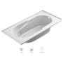 Jacuzzi Signature 72" Drop In Whirlpool Bathtub with 6 Jets, Air Controls, Tiling Flange, RapidHeat Water Heater, and Right Drain and Left Pump White