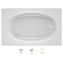 Jacuzzi 72" x 42" Signature Drop In Whirlpool Bathtub with 6 Jets, Air Controls, RapidHeat Water Heater, Right Drain and Left Back Pump White
