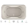 Jacuzzi Marineo 72" Whirlpool Bathtub for Drop In Installation with Center Drain and Illumatherapy / Whisper Technology™ - Luxury Controls Oyster