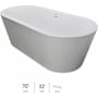 Jacuzzi Celeste 70" Free Standing Acrylic Soaking Tub with Center Drain, Drain Assembly, and Overflow White / Chrome