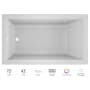 Jacuzzi 72" x 42" Solna™ Drop-In/Undermount Luxury Soaking Bathtub with Chromatherapy, Basic Controls and Reversible Drain Placement White