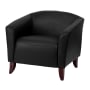 James Allan 34" Wide Leather-Blend Low Back Accent Chair Black
