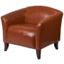 James Allan 34" Wide Leather-Blend Low Back Accent Chair Cognac
