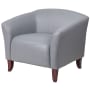 James Allan 34" Wide Leather-Blend Low Back Accent Chair Gray