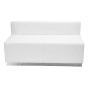 James Allan 51 Inch Wide Leather Loveseat with Stainless Steel Base White