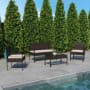 James Allan Lionello 4 Piece Steel Framed Polyester Outdoor Lounge Set Brown / Beige