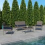 James Allan Lionello 4 Piece Steel Framed Polyester Outdoor Lounge Set Gray / Navy