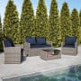 James Allan Lionello 4 Piece Steel Framed Polyester Outdoor Lounge Set Gray / Navy
