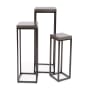 James Allan 3 Piece Wood Top Metal Farmhouse Pedestal Table Set Smoke Gray / Black