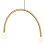 James Allan Meridian 2 Light 34" Wide Abstract Chandelier with Opal Glass Shades Natural Brass