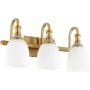 James Allan Armada 3 Light 20-1/4" Wide Bathroom Vanity Light with Satin Opal Shade Aged Brass