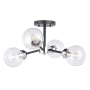 James Allan Louis 4 Light 20" Wide Semi-Flush Ceiling Fixture Satin Nickel / Oil Rubbed Bronze