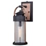 James Allan Andres Single Light 16" Tall Outdoor Wall Sconce with A Glass Shade Textured Dark Bronze and Burnished Oak