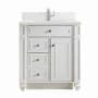 James Martin Vanities Bristol 30" Single Basin Walnut Wood Vanity Set with 3cm White Zeus Silestone Quartz Vanity Top, Backsplash and Rectangular Sink Bright White