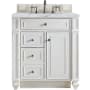 James Martin Vanities Bristol 30" Free Standing Single Basin Hardwood Vanity Set with Carrara Marble Top Bright White