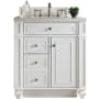 James Martin Vanities Bristol 30" Free Standing Single Basin Hardwood Vanity Set with Eternal Jasmine Pearl Quartz Top Bright White