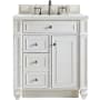 James Martin Vanities Bristol 30" Free Standing Single Basin Vanity Set with 3 cm Ethereal Noctis Quartz Vanity Top and Rectangular Sink Bright White