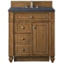 James Martin Vanities Bristol 30" Free Standing Single Basin Hardwood Vanity Set with Charcoal Soapstone Quartz Top Saddle Brown