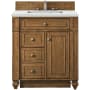 James Martin Vanities Bristol 30" Free Standing Single Basin Vanity Set with 3 cm Ethereal Noctis Quartz Vanity Top and Rectangular Sink Saddle Brown