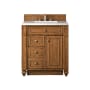 James Martin Vanities Bristol 30" Free Standing Single Basin Vanity Set with Wood Cabinet and 3cm Quartz Vanity Top Saddle Brown