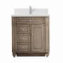 James Martin Vanities Bristol 30" Single Basin Walnut Wood Vanity Set with 3cm White Zeus Silestone Quartz Vanity Top, Backsplash and Rectangular Sink Whitewashed Walnut