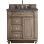 James Martin Vanities Bristol 30" Free Standing Single Basin Hardwood Vanity Set with Charcoal Soapstone Quartz Top Whitewashed Walnut