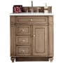 James Martin Vanities Bristol 30" Free Standing Single Basin Hardwood Vanity Set with Eternal Jasmine Pearl Quartz Top Whitewashed Walnut