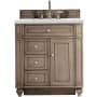 James Martin Vanities Bristol 30" Free Standing Single Basin Vanity Set with 3 cm Ethereal Noctis Quartz Vanity Top and Rectangular Sink Whitewashed Walnut