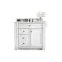 James Martin Vanities Bristol 36" Free Standing Single Basin Vanity Set with 3 cm Ethereal Noctis Quartz Vanity Top and Rectangular Sink Bright White