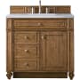 James Martin Vanities Bristol 36" Free Standing Single Basin Hardwood Vanity Set with Carrara Marble Top Saddle Brown