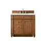 James Martin Vanities Bristol 36" Free Standing Single Basin Vanity Set with 3 cm Ethereal Noctis Quartz Vanity Top and Rectangular Sink Saddle Brown