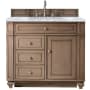 James Martin Vanities Bristol 36" Free Standing Single Basin Hardwood Vanity Set with Carrara Marble Top Whitewashed Walnut