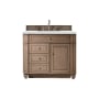 James Martin Vanities Bristol 36" Free Standing Single Basin Vanity Set with 3 cm Ethereal Noctis Quartz Vanity Top and Rectangular Sink Whitewashed Walnut