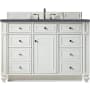 James Martin Vanities Bristol 48" Free Standing Single Basin Hardwood Vanity Set with Charcoal Soapstone Quartz Top Bright White