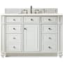 James Martin Vanities Bristol 48" Free Standing Single Basin Hardwood Vanity Set with 1-3/16" Eternal Marfil Quartz Top Bright White