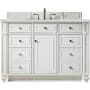 James Martin Vanities Bristol 48" Free Standing Single Basin Vanity Set with 3 cm Ethereal Noctis Quartz Vanity Top and Rectangular Sink Bright White